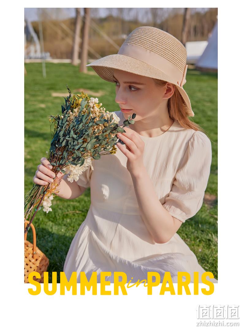 ELLE 2023夏季新款法式可水洗UPF50+防晒草帽 多色 89元包邮（需领券） 值值值-买手聚集的地方