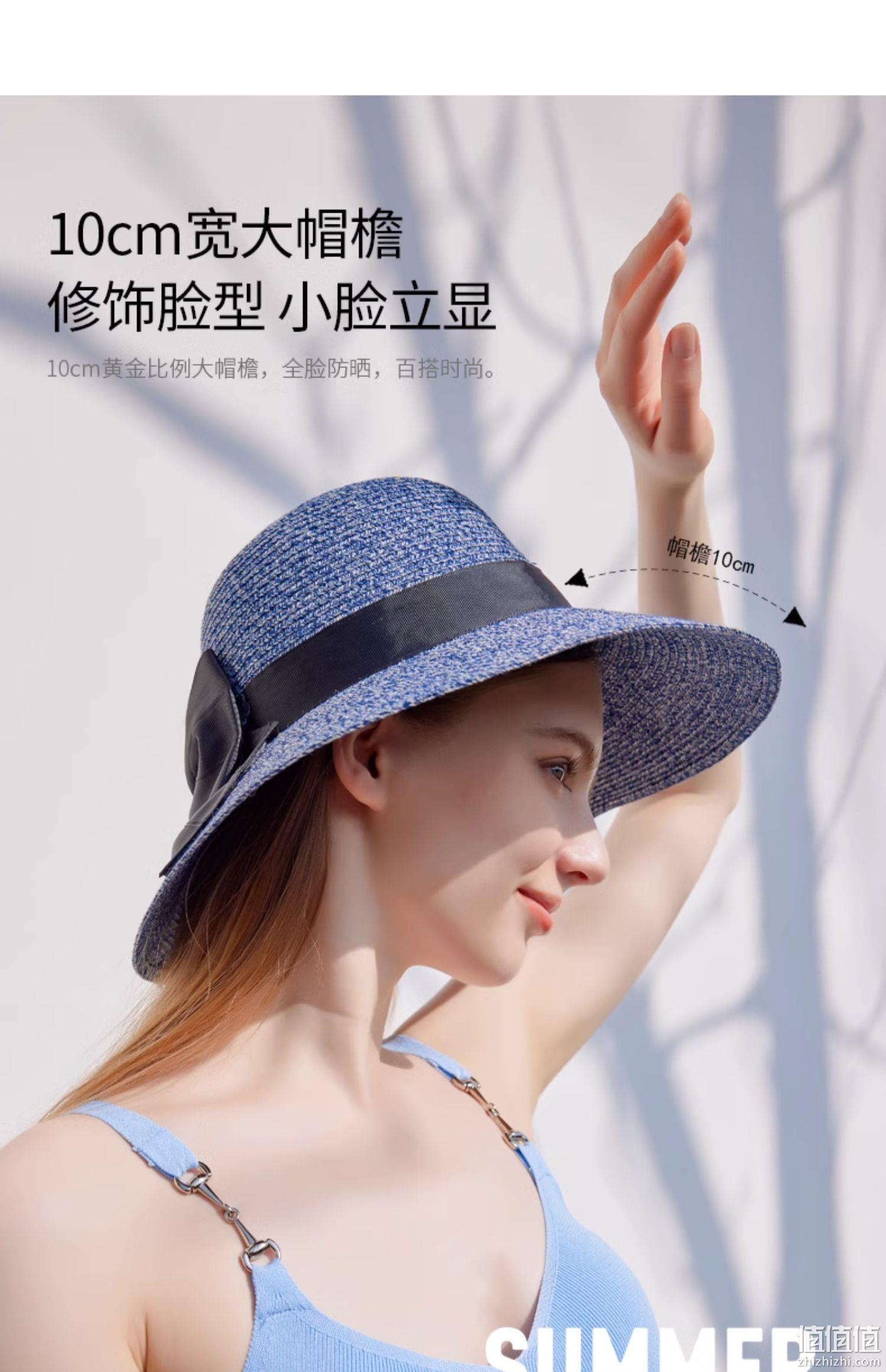 ELLE 2023夏季新款法式可水洗UPF50+防晒草帽 多色 89元包邮（需领券） 值值值-买手聚集的地方