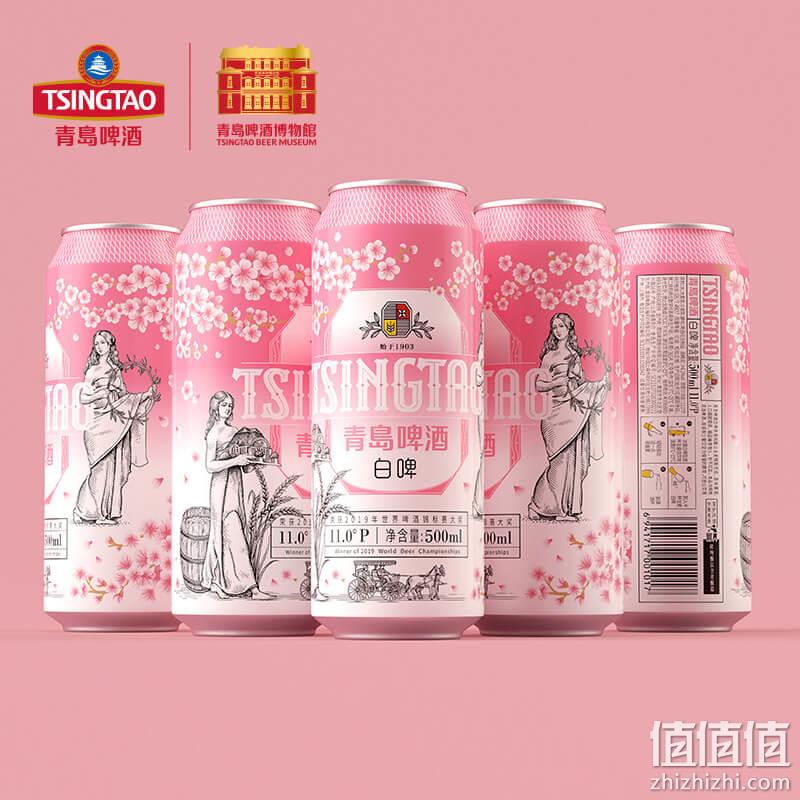 Tsingtao 青岛啤酒 11度全麦白啤 樱花版 500mL*12听+ 赠虎邦牛肉酱210g 62元包邮（返5元京东e卡后） 值值值-买手聚集的地方