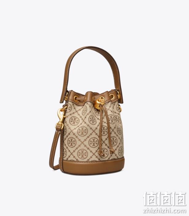 TORY BURCH 汤丽柏琦 T MONOGRAM 女士迷你提花斜挎水桶包 87961 新低2514.29元（官网4250元） 值值值-买手聚集的地方