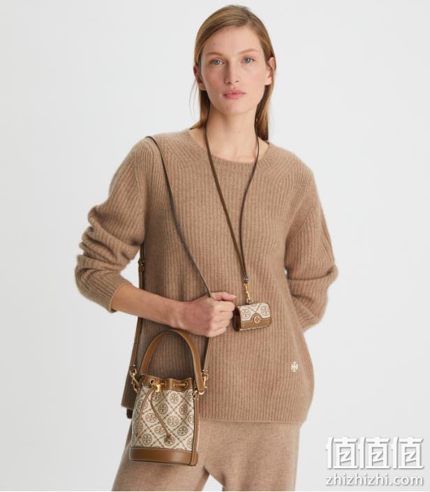 TORY BURCH 汤丽柏琦 T MONOGRAM 女士迷你提花斜挎水桶包 87961 新低2514.29元（官网4250元） 值值值-买手聚集的地方