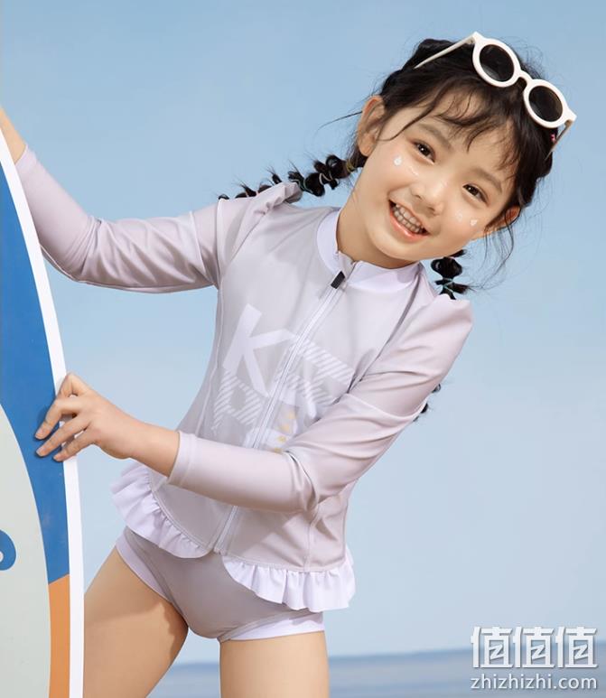 Kappa 卡帕 2023年夏新款 女童印花长袖防晒分体泳衣 KP235095-2 49.9元包邮（需领券） 值值值-买手聚集的地方