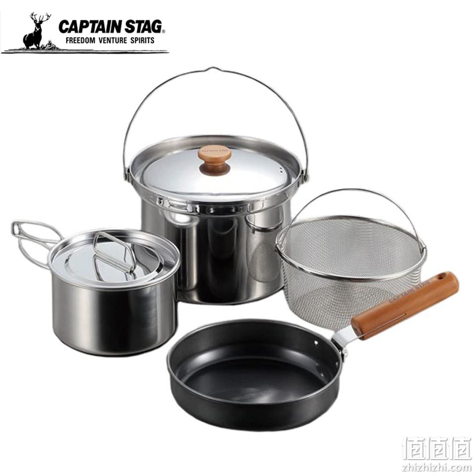户外性价比之选，CAPTAIN STAG 日本鹿牌 Field Chef 多功能不锈钢套锅 UH-4201 452.58元（可3件9折） 值值值-买手聚集的地方