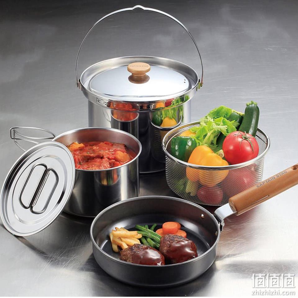 户外性价比之选，CAPTAIN STAG 日本鹿牌 Field Chef 多功能不锈钢套锅 UH-4201 452.58元（可3件9折） 值值值-买手聚集的地方