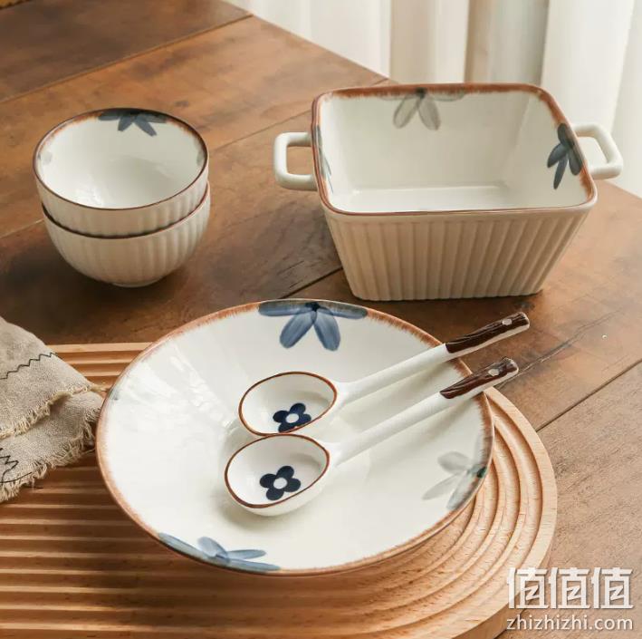 共禾京品 墨兰釉下彩碗碟 6件套 39.9元包邮（需领券） 值值值-买手聚集的地方
