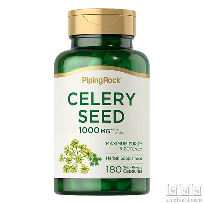 平衡尿酸，美国进口PipingRock 朴诺 西芹籽精华胶囊1000mg*180粒*2件 新低70.3元包邮包税（35.15元/瓶） 值值值-买手聚集的地方