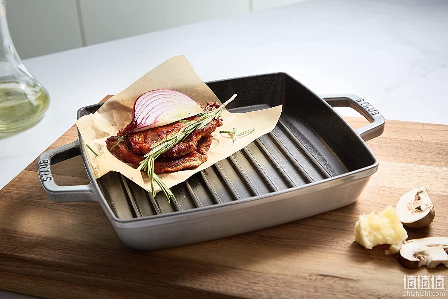 法国国宝级，Staub 珐宝 铸铁方形双手柄烤盘 28cm 新低742.52元 值值值-买手聚集的地方