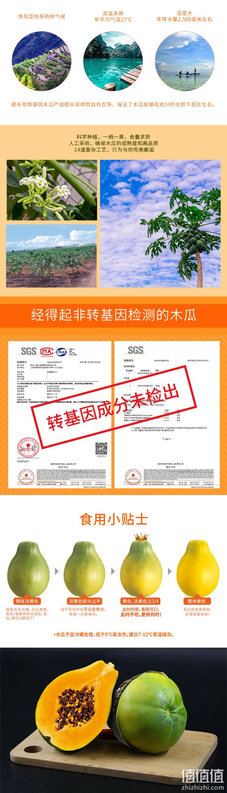 菲律宾进口，Dole 都乐 非转基因木瓜4只装 单只约350g 赠刮皮刀 新低29.9元包邮（需领券） 值值值-买手聚集的地方