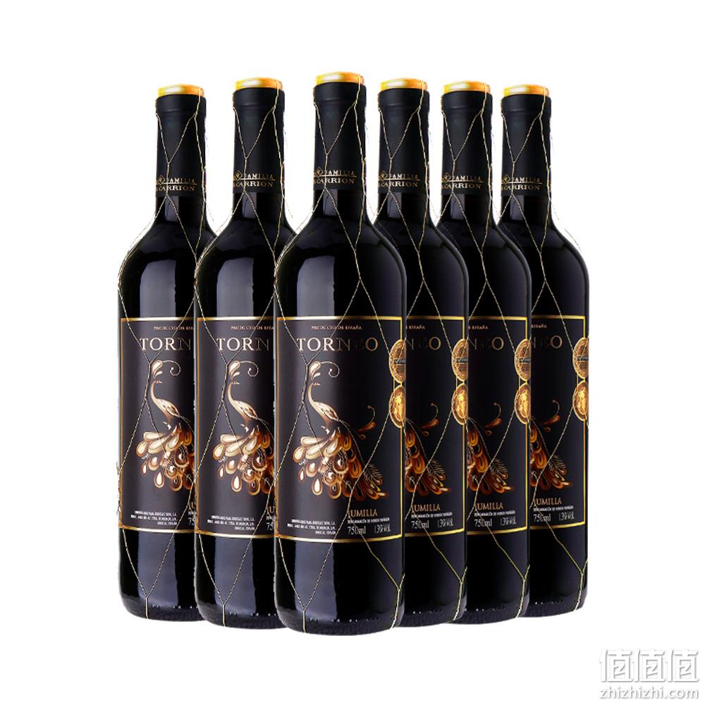 西班牙原瓶进口，Torneo 丝幕·孔雀黑标 法定产区D.O级 干红葡萄酒750mL*6瓶装 189元包邮包税（双重优惠） 值值值-买手聚集的地方