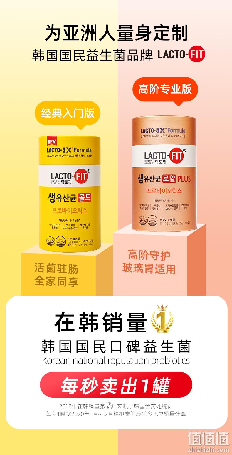 韩国第一益生菌品牌，钟根堂 Lacto-Fit 乐多飞牌 丝蛋白活菌型益生菌粉2g*60条*2件 赠软糖2袋+10条 278元包邮（139元/件） 值值值-买手聚集的地方