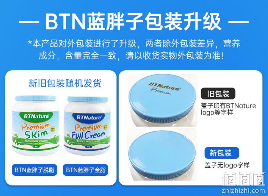 88VIP会员、澳洲进口 BTNature 贝特恩 蓝胖子 高钙全脂无糖奶粉 1kg*3件 新低233.7元包邮包税（77.9元/件） 值值值-买手聚集的地方
