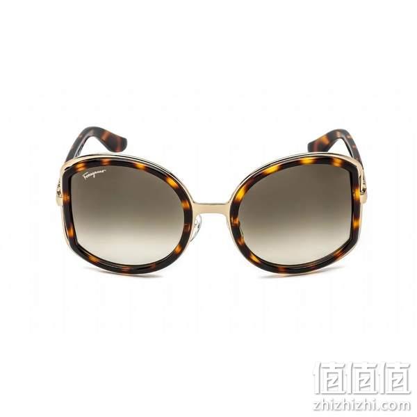 意大利生产，Salvatore Ferragamo 菲拉格慕 SF719S 女士复古玳瑁圆框太阳镜 496元 值值值-买手聚集的地方