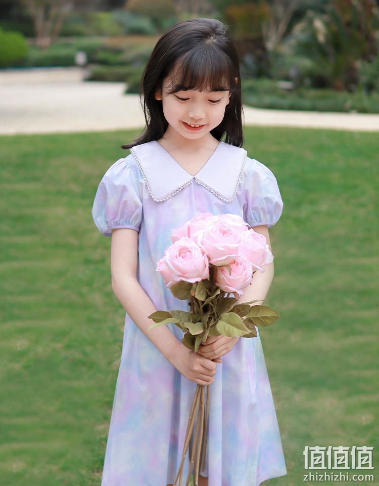 Annil 安奈儿 2023新款纯棉泡泡袖大翻领紫霞裙（110~160码） 109元包邮（需领券） 值值值-买手聚集的地方