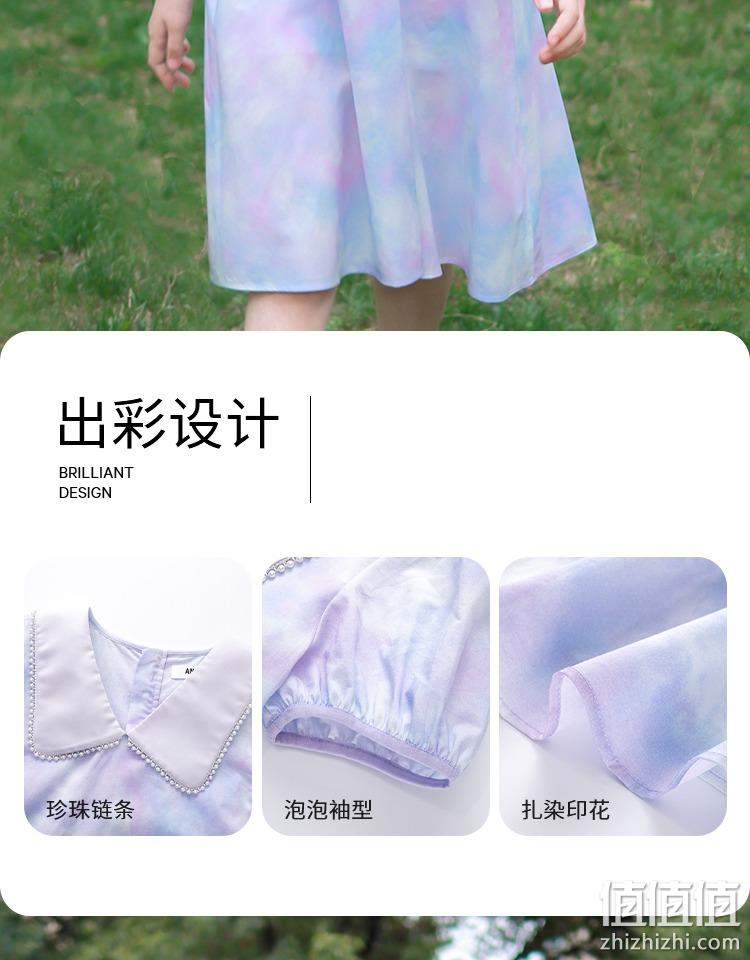 Annil 安奈儿 2023新款纯棉泡泡袖大翻领紫霞裙（110~160码） 109元包邮（需领券） 值值值-买手聚集的地方