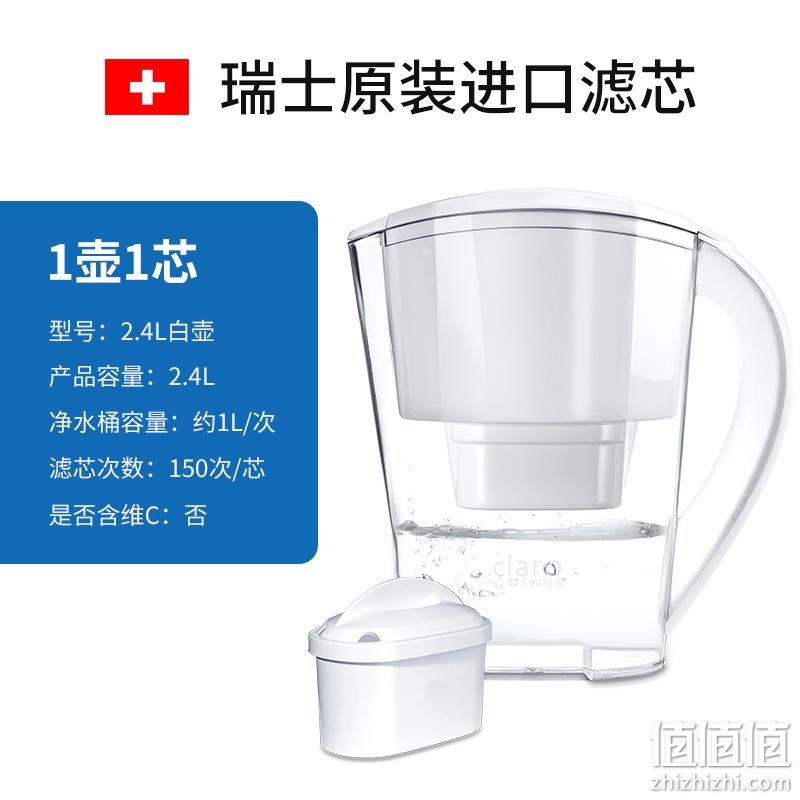 瑞士原装过滤芯，Claroswiss 科睿仕 家用直饮滤水壶 1壶1芯 赠手拎袋 88元包邮（需领券） 值值值-买手聚集的地方