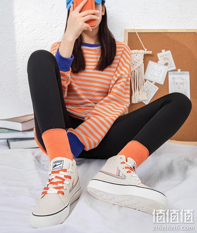 史低！回力 女士小脏橘高帮帆布鞋 33.9元包邮 值值值-买手聚集的地方