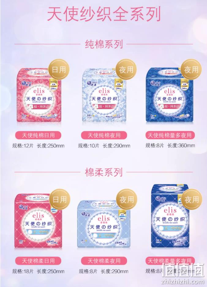 GOO.N 大王 elis 爱璐茜 天使纱织系列 超薄棉柔日用卫生巾 250mm*54片（赠光羽日用2片） 38.85元包邮（双重优惠） 值值值-买手聚集的地方