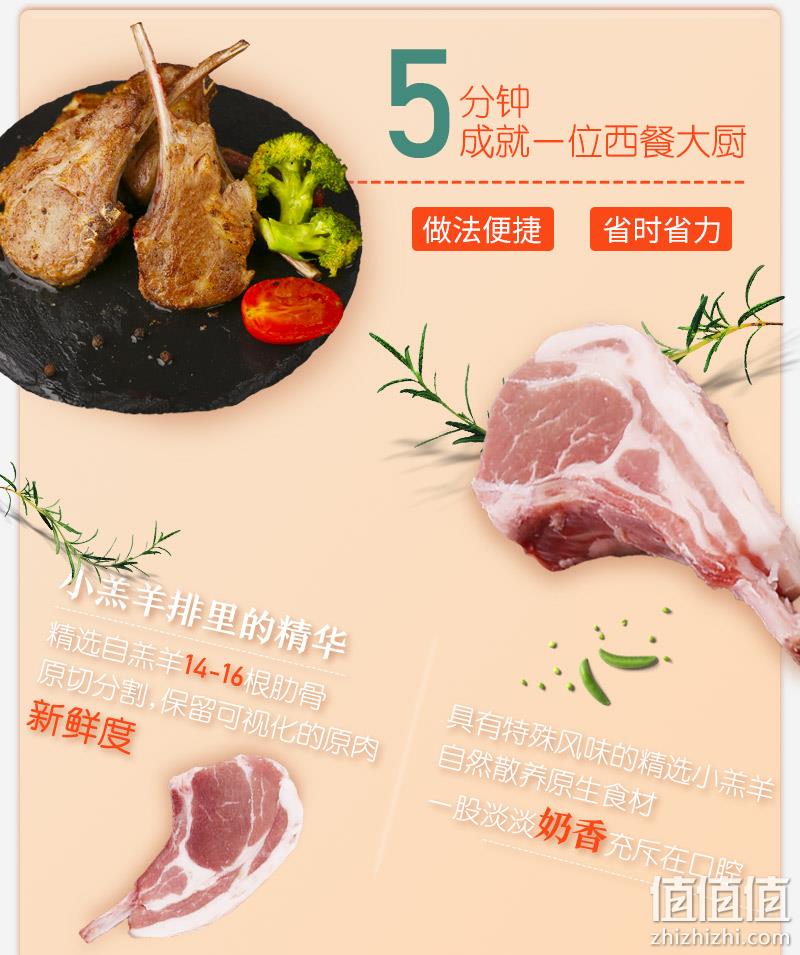 青草家 新西兰原切单骨法式羊排 500g*2盒 史低129元包邮（需领券） 值值值-买手聚集的地方