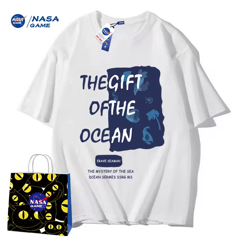 NASA GAME 官网联名款2023新款情侣纯棉短袖T恤 4件 多花色 99.9元包邮（25元/件） 值值值-买手聚集的地方