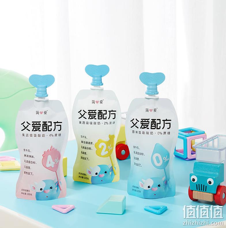 简爱 父爱配方 原味吸吸酸奶风味发酵乳 100g*6袋 35元包邮（返8元猫超卡后） 值值值-买手聚集的地方