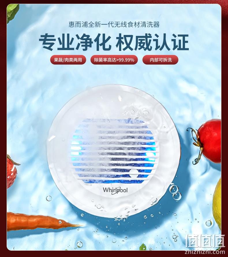 降￥40！Whirlpool 惠而浦 WVS-W151H 无线果蔬清洗机 新低99元包邮（需领券） 值值值-买手聚集的地方