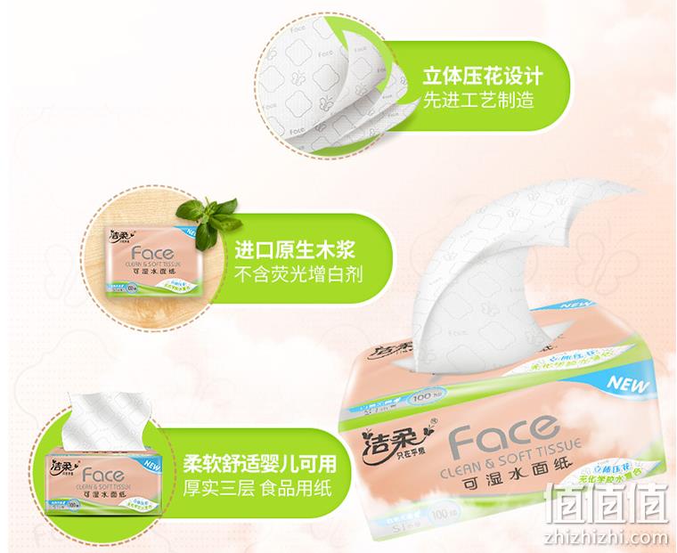 不返卡！C&S洁柔 粉Face系列 立体压花抽纸 3层90抽*30包*2箱 61.65元包邮（1.02元/包） 值值值-买手聚集的地方
