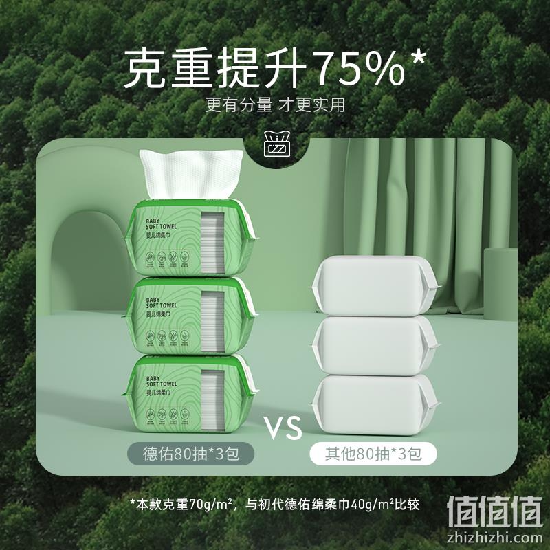 Deeyeo 德佑 小白羊 婴儿棉柔巾 80抽*3包 19.91元包邮（双重优惠） 值值值-买手聚集的地方