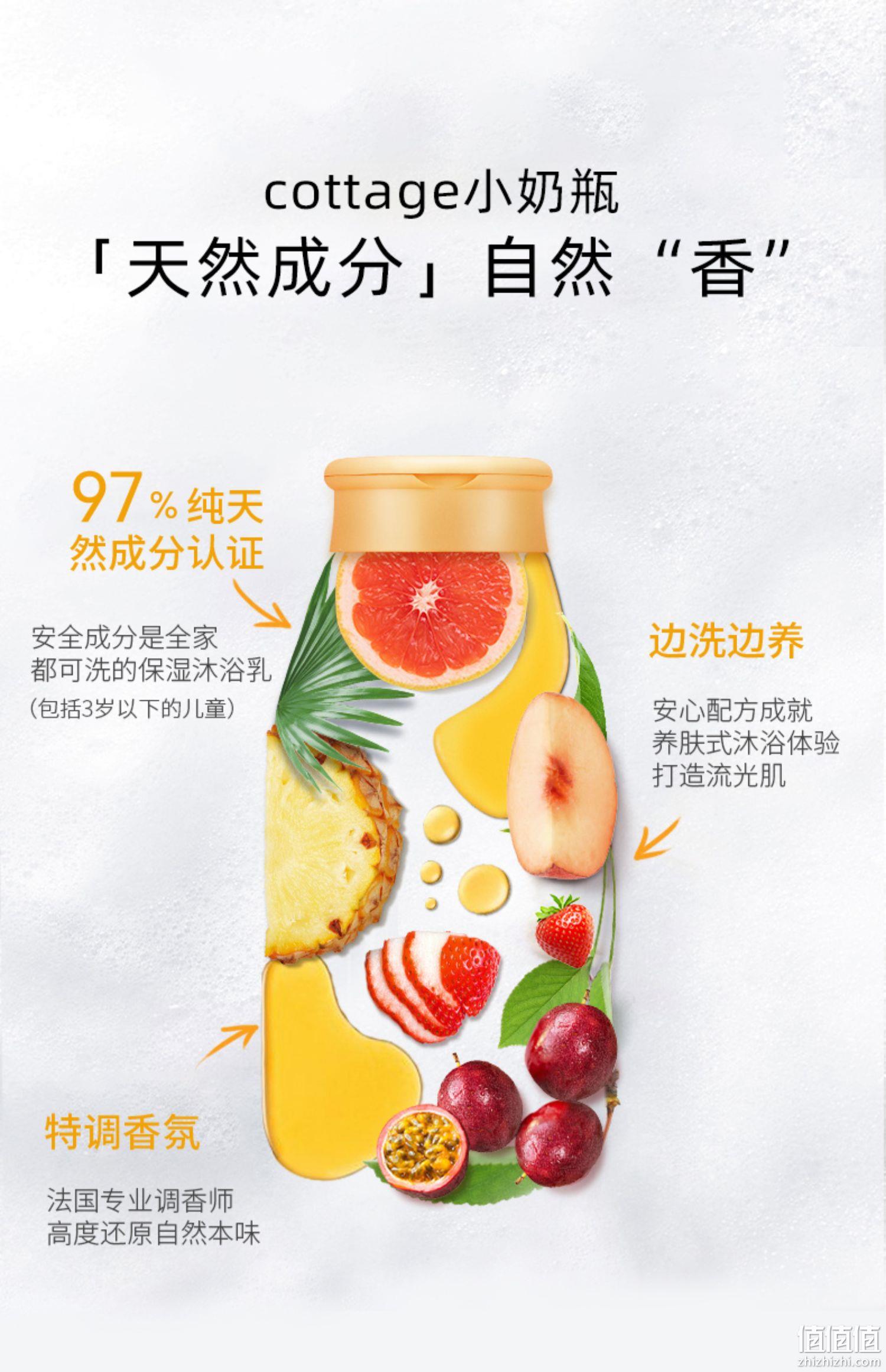 法国进口，Cottage 悠香伊 果香奶昔沐浴乳 250ml 多口味可选 新低19.9元包邮（双重优惠） 值值值-买手聚集的地方