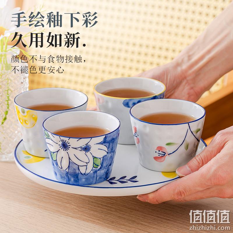釉下彩，宋青窑 日式陶瓷和风小茶杯 170ml*6只 19.9元包邮（拍6件） 值值值-买手聚集的地方