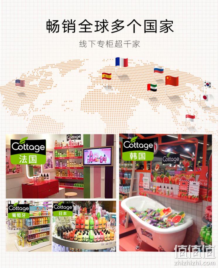 法国进口，Cottage 悠香伊 果香奶昔沐浴乳 250ml 多口味可选 新低19.9元包邮（双重优惠） 值值值-买手聚集的地方