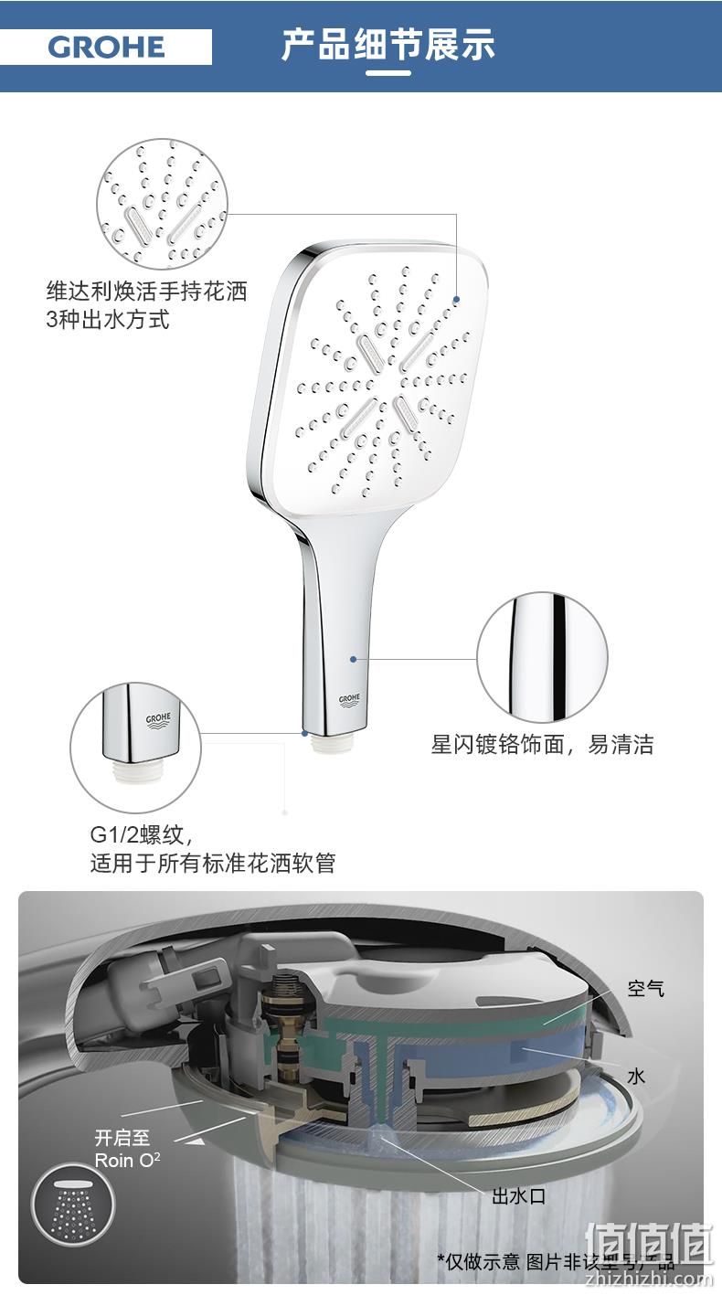 Grohe 高仪 Vitalio 130 维达利 焕活手持三式方形淋浴花洒 26595000 343.17元 值值值-买手聚集的地方