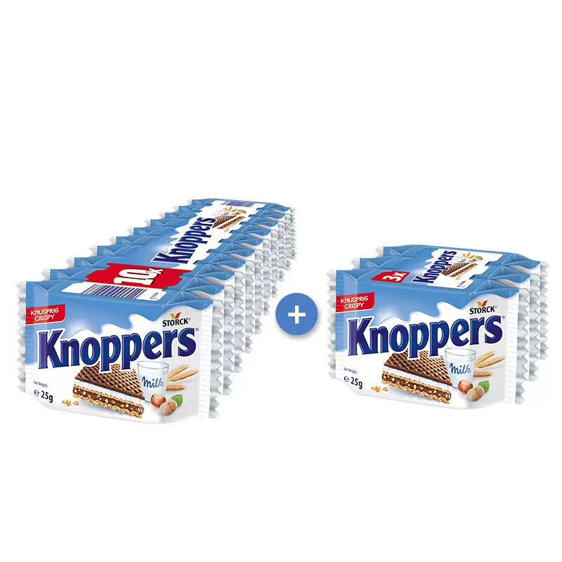 德国进口，knoppers 牛奶榛子/可可榛子椰子巧克力威化饼干250g 加赠75g 29.9元包邮（需领券） 值值值-买手聚集的地方