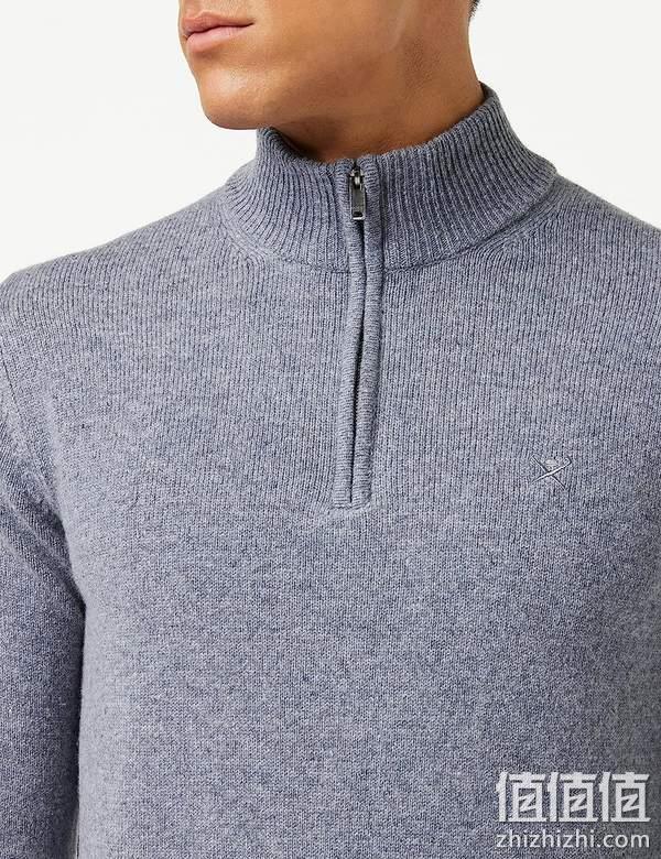 Hackett London 哈克特 男士100%羊羔毛半拉链针织毛衣HM702692 524.84元 值值值-买手聚集的地方