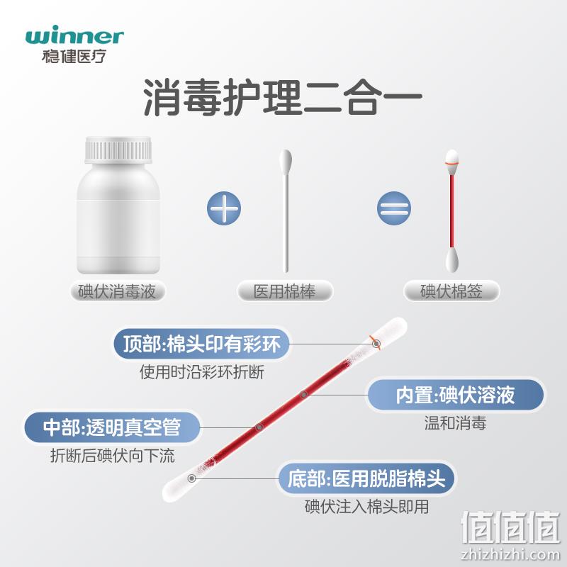 Winner 稳健 碘伏一次性无菌脱脂棉签 50支*3盒 16.7元包邮（拍3件） 值值值-买手聚集的地方