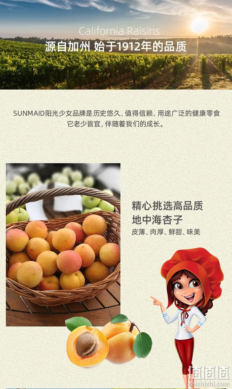 米国百年品牌，SUNMAID 阳光少女 土耳其去核杏干 425g*2件 71元包邮包税（35.5元/件） 值值值-买手聚集的地方