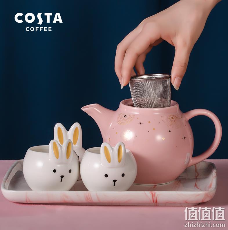 COSTA 咖世家 星空玉兔陶瓷茶具套装（一壶二杯） 史低90元包邮（需领券） 值值值-买手聚集的地方