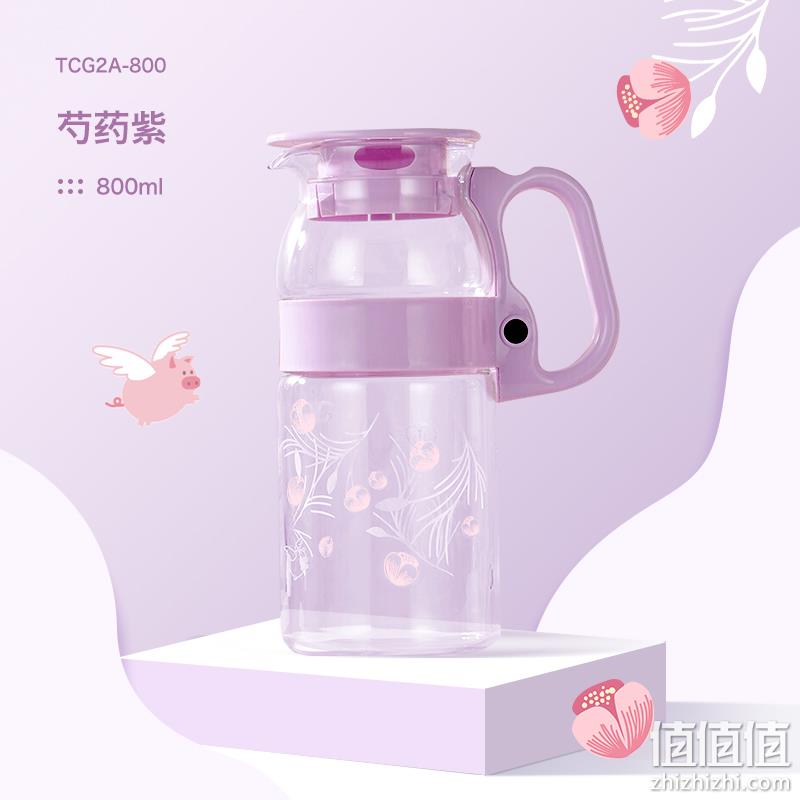Thermos 膳魔师 花系列 TCG2A-800-S 耐热玻璃水壶800mL 58元包邮（需领券） 值值值-买手聚集的地方
