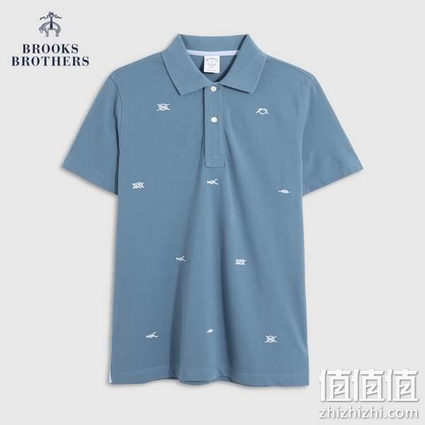 Brooks Brothers 布克兄弟 23夏新款 男士纯棉珠地网眼刺绣短袖POLO衫 390.34元（天猫折后1190元） 值值值-买手聚集的地方