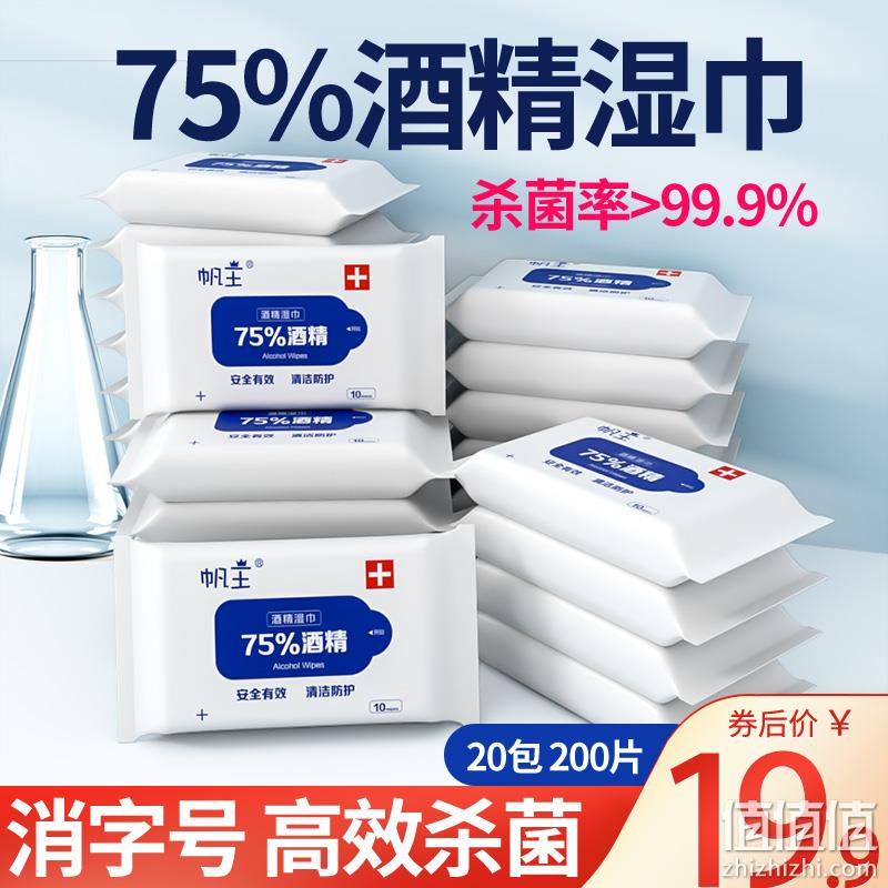 帆王 75度酒精湿巾便携装 10抽*10包 8.9元包邮（需领券） 值值值-买手聚集的地方