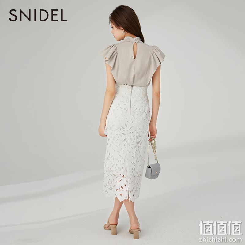 SNIDEL 2023夏季新款女士高腰镂空蕾丝包臀半身裙  SWFS232009 568.19元（天猫旗舰店1560元） 值值值-买手聚集的地方