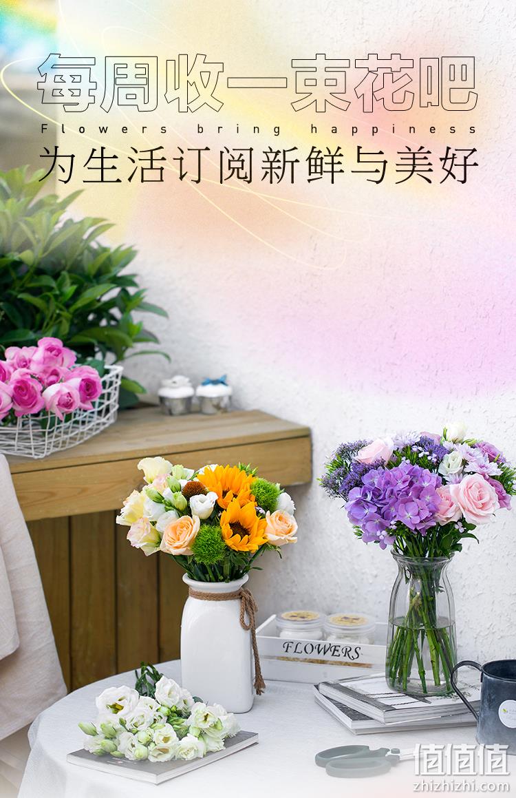 一周一发，花点时间 自然混合系列花束 包月鲜花 多款 109元包邮（需领券） 值值值-买手聚集的地方