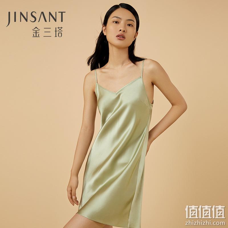 浙江老字号，金三塔 真丝v领/圆领吊带睡裙 多色 赠真丝洗衣液50ml*2瓶 179.9元包邮（需领券） 值值值-买手聚集的地方