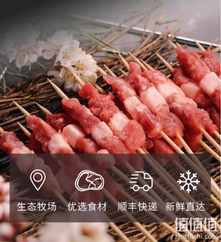 国家地理标志产品，沁牧青格尔 内蒙锡盟新鲜羊肉串 80串/800g 史低119元顺丰包邮（需领券） 值值值-买手聚集的地方