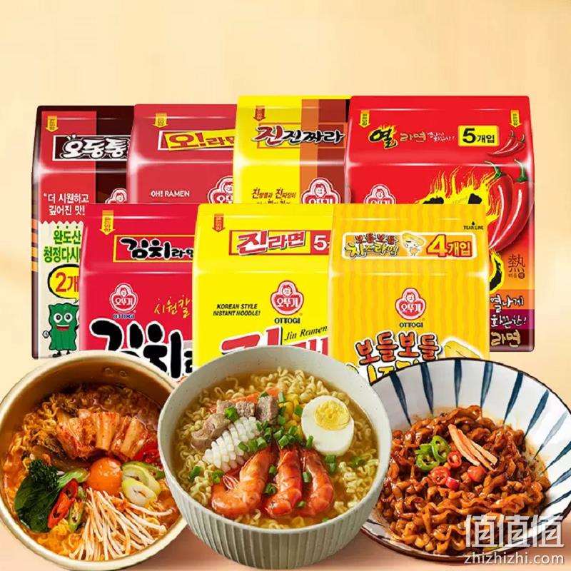 韩国四大拉面品牌之一，Ottogi 不倒翁 金拉面 10袋组合装 赠1袋泡菜拉面 48.9元包邮（需领券） 值值值-买手聚集的地方
