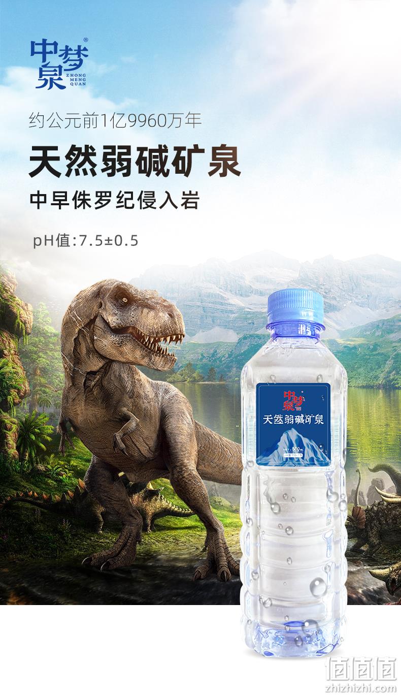 恐龙喝过的矿泉水，中梦泉 天然弱碱矿泉水 386ml*6瓶 9.9元包邮（需领券） 值值值-买手聚集的地方