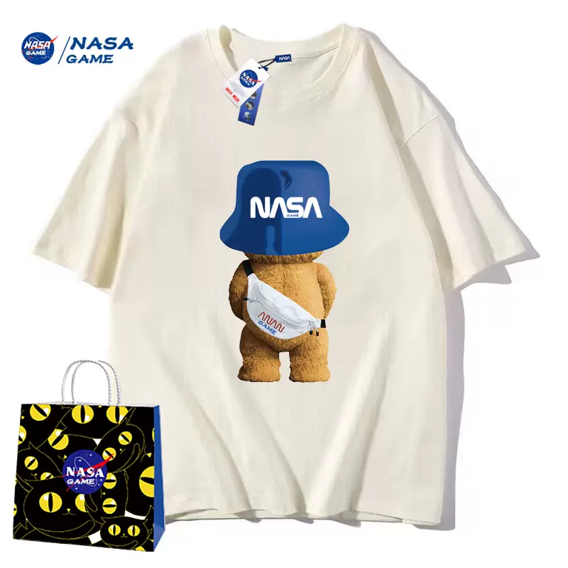 NASA GAME 官网联名款2023新款情侣纯棉短袖T恤 2件 多花色 49.8元包邮（24.9元/件） 值值值-买手聚集的地方