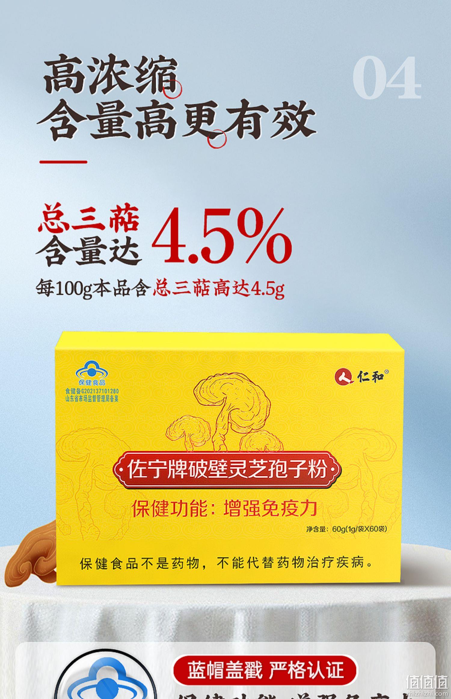 仁和 佐宁牌破壁灵芝孢子粉 1g*60袋 58元包邮（需领券） 值值值-买手聚集的地方