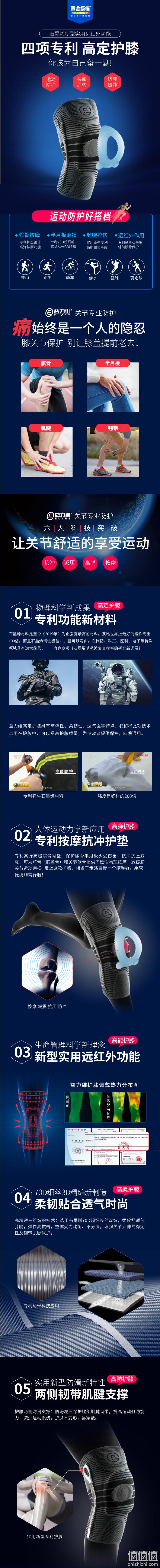 石墨烯材质，ELVES 益力维 远红外减震护膝 石墨烯款 单只 49元包邮（需领券） 值值值-买手聚集的地方