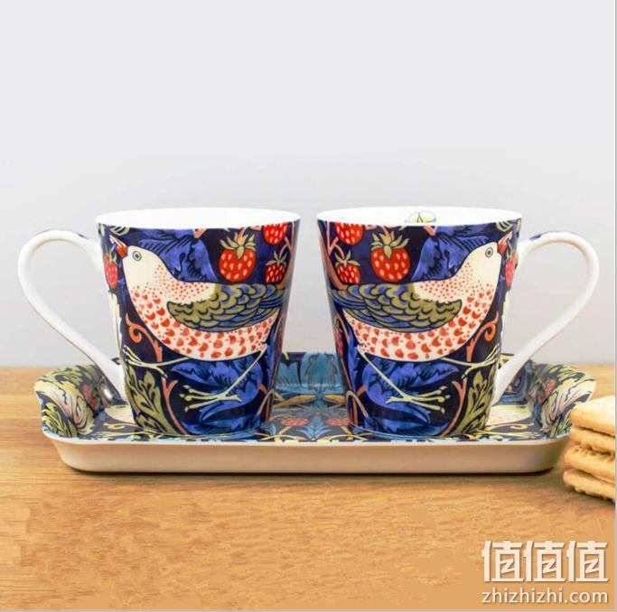 Portmeirion 波特美林 草莓小偷陶瓷马克杯托盘套装3件（180ml*2个+托盘*1个） 史低127元 值值值-买手聚集的地方