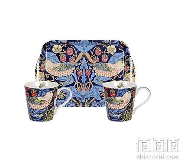 Portmeirion 波特美林 草莓小偷陶瓷马克杯托盘套装3件（180ml*2个+托盘*1个） 史低127元 值值值-买手聚集的地方